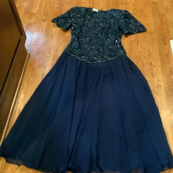 scala navy blue dress Scala Open Back Beaded Dress 48793
